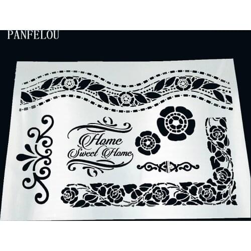 29.5*21cm Film lace pattern scrapbook stencils spray plastic mold shield DIY cake hollow Embellishment printing lace ruler