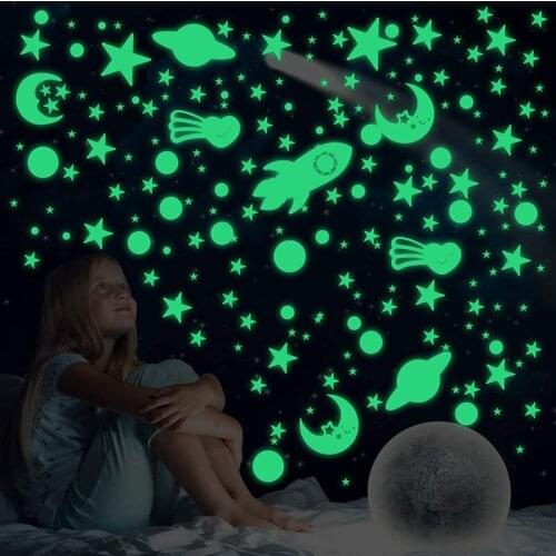 3D Bubble Luminous Stars Moon Dots Wall Sticker Glow In The Dark DIY combination Sticker for Kids Room Bedroom Home Decoration