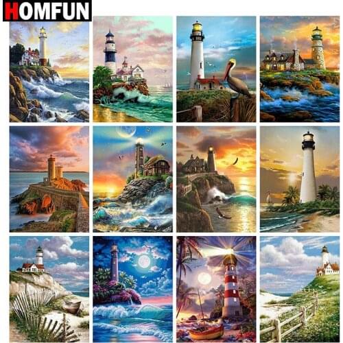 HOMFUN Full Square/Round Drill 5D DIY Diamond Painting "Toren Landschap" Embroidery Cross Stitch 5D Home Decor Gift