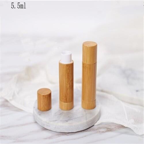 New 5.5ml DIY Bamboo Empty Lip Gross Container Lipstick Tube Container Lip Balm Tubes Bamboo Lipstick Tube Refillable Bottles