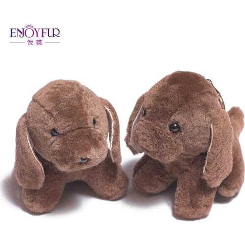 ENJOYFUR Real Sheepskin Fur Dog Keychain Cute Bag Pendant Handmade Key Ring For Gift