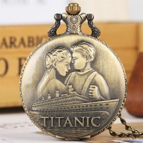 Classic Romantic Disaster Movie Extension Quartz Pocket Watch Bronze Full Hunter Necklace Pendant Clock for Men Women reloj 2019