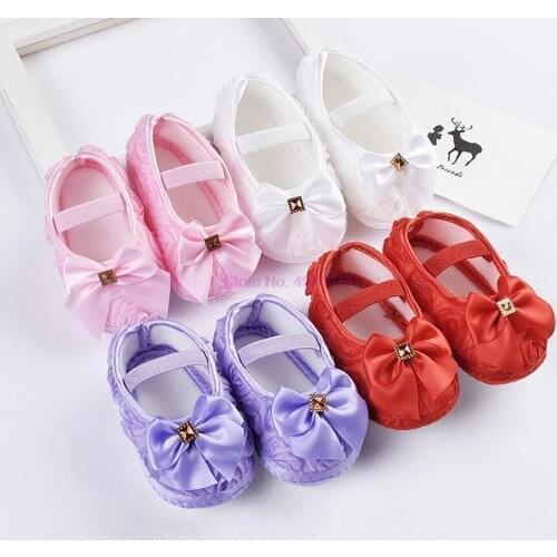 DHL 100pair Girls Flowers Bow Shoes 11cm 12cm 13cm Spring Autumn Children Footwear First Walkers