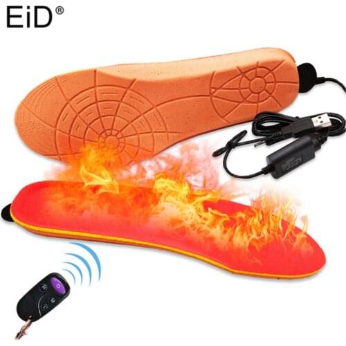 EID Electric Heated Insole batt USB Winter Shoes Boots Pad With Remote Control Orange Foam Material memory foam heated insoles