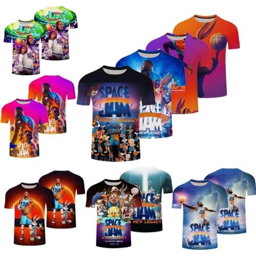 Movie Space Jam 2 T-Shirt Cosplay James Tune Squad 3D Print Summer New Fashion Trendy Men Woman Unisex Short Tops Clothes