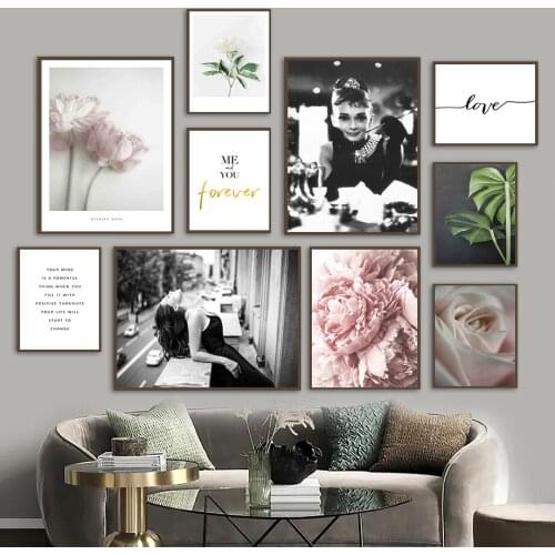 Girl Carnation Rose Monstera Peony Quote Wall Art Canvas Painting Nordic Posters And Prints Wall Pictures For Living Room Decor