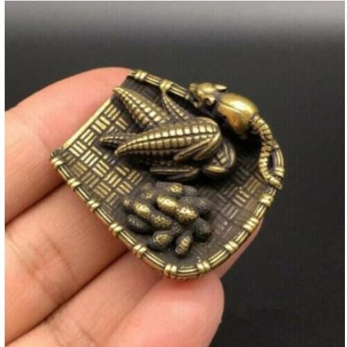 Chinas Pure Brass Mouse Steal Corn Small Statue