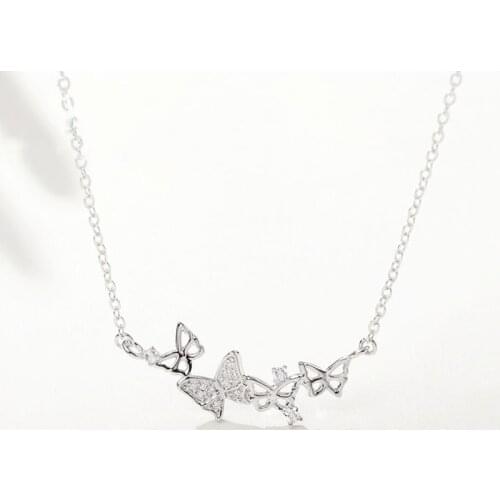 Sole Memory Creative Openwork Delicate Butterfly Romantic Sweet 925 Sterling Silver Clavicle Chain Female Necklace SNE470