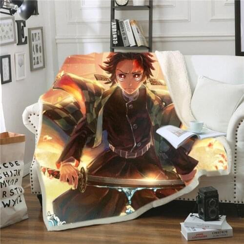 Hot Sale Demon Slayer 3D Printed Fleece Blanket for Beds Thick Quilt Fashion Bedspread Sherpa Throw Blanket Adults Kids