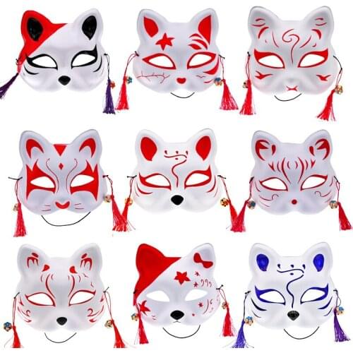 Anime Demon Slayer Fox Mask Cosplay Japanese Mask Half Face Mask Masquerade Festival Ball Kabuki Kitsune Masks Cosplay Prop
