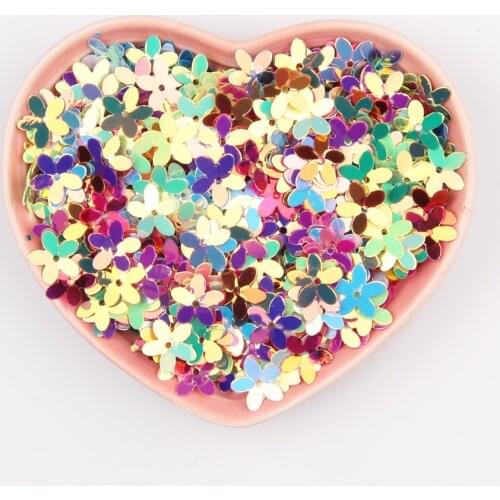 Matte White Transparent Crystal 10mm Five-finger Flower Sequins Paillettes Sewing Wedding Craft Women Garments Accessories 20g