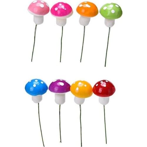 8-Piece Miniature Fairy Garden Mushroom Ornament Dollhouse Plant Pot Figurine DIY Decor Home Decoration