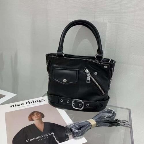 Fashion Bucket Bag Womens PU Flap Tote Vintage Designer Handbag Lady High Quality Casual Shoulder Bags Summer Shopping Purses