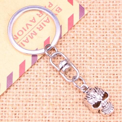 New Fashion Keychain 21x13mm skeleton head skull Pendants DIY Men Jewelry Car Key Chain Ring Holder Souvenir For Gift