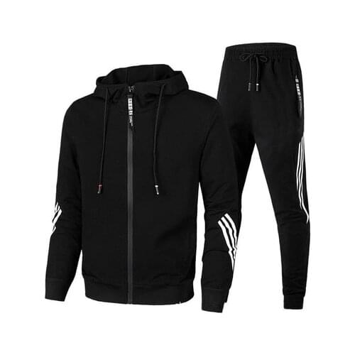 2021 New Spring And Autumn Mens Hoodie Suit Mens Hooded Jacket + Trousers Youth Casual Running Sportswear Mens Sports Suit