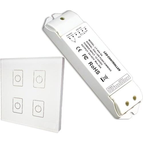 New EDA4 Dali Led Dimmer 4 Channel Controller On/Off Switch Wall Mount Touch Panel Dimmeing Power Drive
