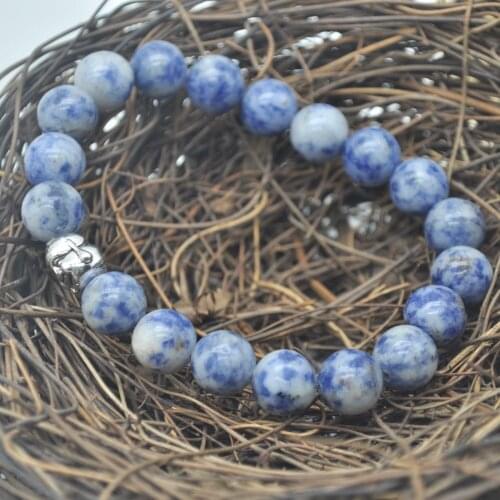 Wholesale 36 PCS 10mm blue beads bracelets free shipping
