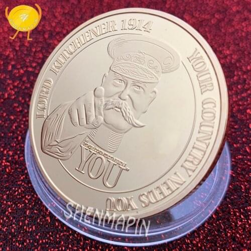 1914-1918 World War I Commemorative Coin Lord Kitchener 1914 Honor Medal Coins Collectibles Never Forget Your Country Needs You