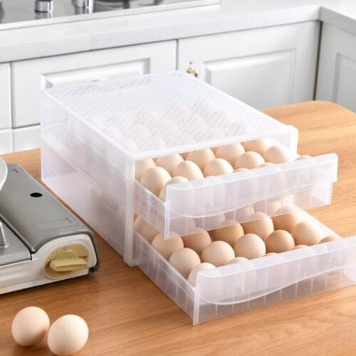 60 Grids Eggs Plastic Dispenser Airtight Fresh Preservation Egg Storage Box Egg Tray containers Kitchen Refrigerator