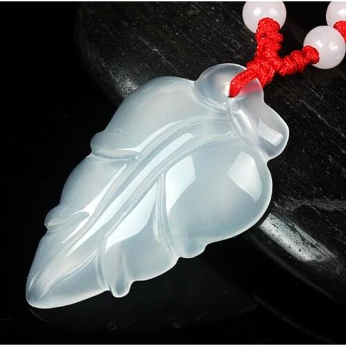 Genuine Natural Jade Leaf Pendant Jewelry Necklace Women Certified Jades Stone Leaves Pendant Chalcedony Charms Amulet Gifts