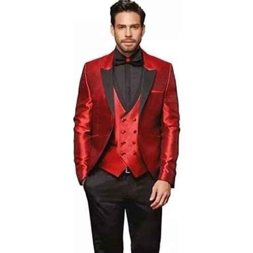TPSAADE Casual business mens suit new suit mens slim fit wedding dress groom Terno Masculino 3 pieces (jacket+pants+vest)