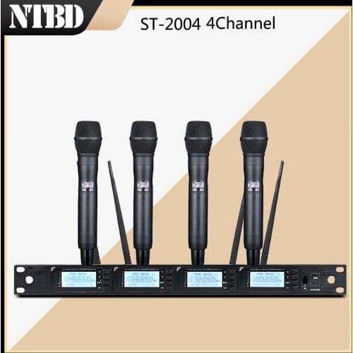 NTBD Rap Hip Hop Stage Performance KTV ST-2004 Professional Wireless Microphone 4 channel 4 Handheld lavalier/headset Microphone
