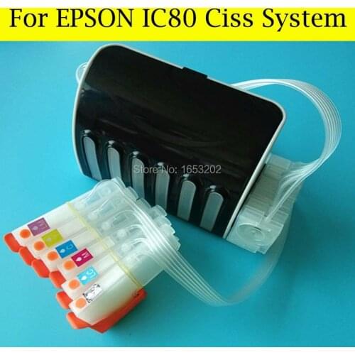 6 Color/Set Empty Continuous Ink Supply System IC80 For Epson EP808AW EP707A EP777A EP807AB EP807AR EP807AW EP907F EP977A3