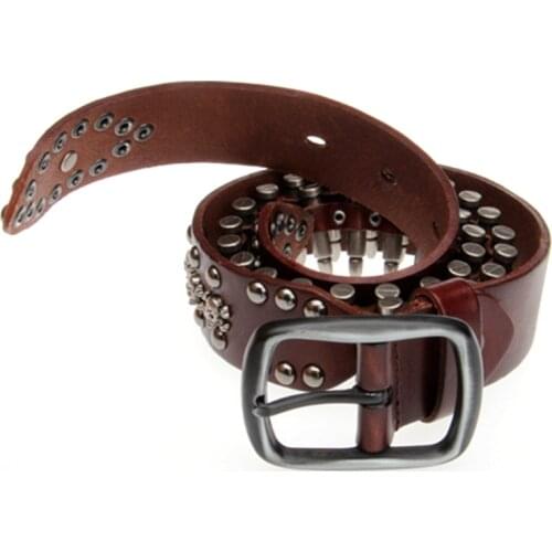 Punk Metal Bullet Design Belt for Men Top Quality Rock Style Rivet Bullet Cow Genuine Leather Belts Motorcycle Waist Belt Unisex