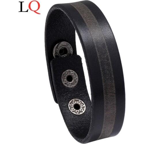 Luxury Accessories Bracelet Mens Fashion Gift Black Genuine Leather Bracelets Combination Wild Handsome Gift Women Bracelets