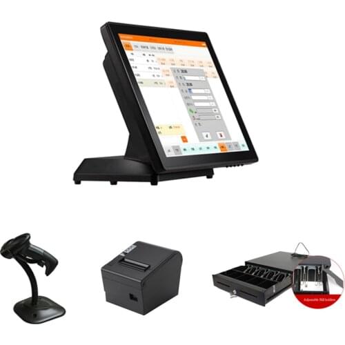 Retail Point of Sale Complete Whole System Including POS Touchscreen,80mm Receipt Printer,1D Barcode Scanner And Cash Drawer