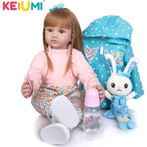 KEIUMI 24 Inch Silicone Reborn Baby Doll 60 CM Newborn Stuffed Princess Reborn Bebe Toys Cloth Body Doll Kids Birthday XMAS Gift