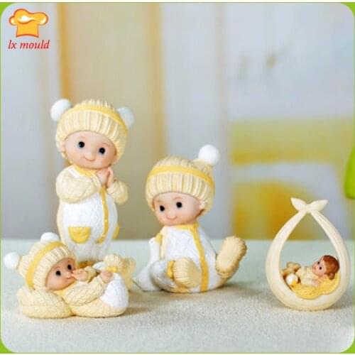 LXYY Cartoon Sweater Doll Silicone Moulds Baby Soap Candle Resin Plaster Clay Wedding Doll Silicone Mold