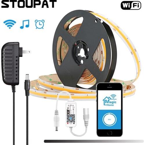 COB LED Strip Lights WIFI Control Dimmable Full Set Flexible FOB Tape Ribbon Lights for Bedroom Warm Nature Cool White DC12V