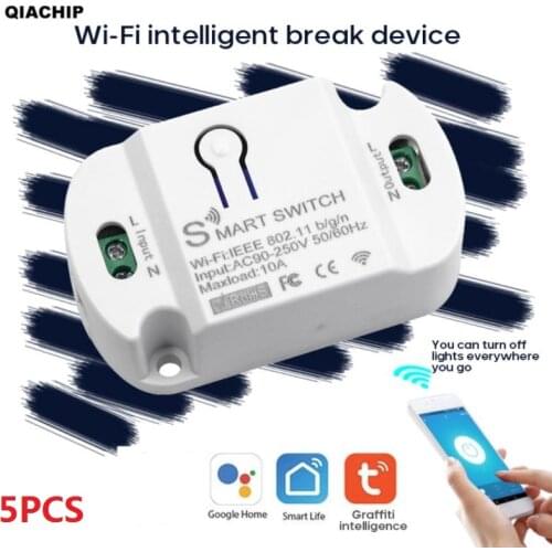 5PCS Tuya Wifi Smart Switch 10A Timer Wireless Switches Smart Home Automation Voice Control Work With Alexa Google Home