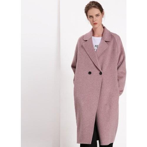 Long woolen blends cashmere coats for women 2019 autumn winter ladies jackets plus size overcoat double sided cocoon son cloth