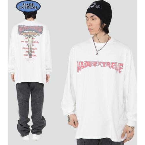 MADEEXTREME vintage Graphic tees high street Long sleeve t shirt retro t shirt harajuku men woman tshirts Tops Tees 2138-1