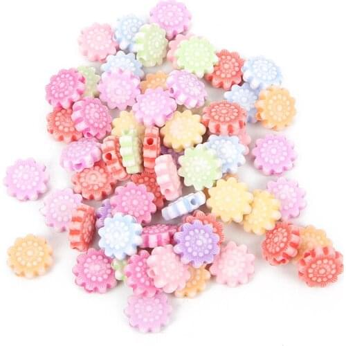 100pcs/lot Mixed Sunflower Acrylic Beads Charm Loose Spacer Beads For Jewelry Making DIY Needlework Bracelet Accessories