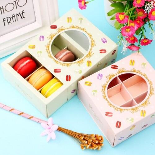 100pcs/lot Cookie Package the Happy Everyday Spot 6 Cups Macaron Box Cake box Chocolate Muffin Biscuits Box 12*11*5.2cm