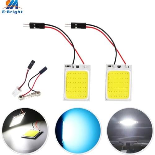 2pcs 12V White Ice Blue COB 24 SMD LED Panels Light Dome Interior Map Reading Car Lamp With T10 W5W Festoon C5W Adapters