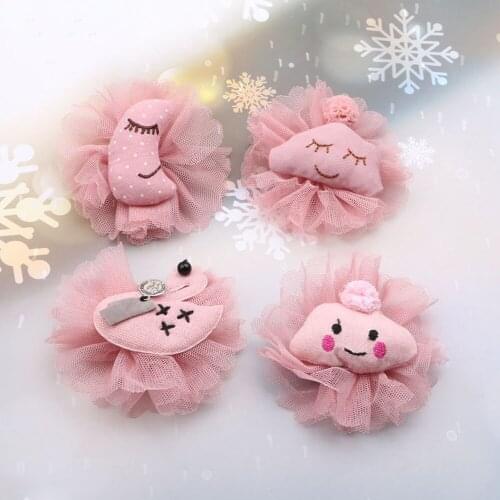 2pcs Cloud Padded Appliques Accessories Artificial Patches Crafts DIY Hair Clips Cloth Material Girls Handmade Cartoon