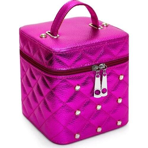 2020 High Quality Makeup Cases PU Leather Makeup Box With mirror Cosmetic Case Cube Makeup Bags