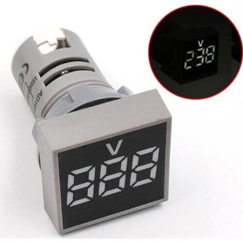 22MM AC 20-500V Square Voltmeter Panel LED Digital Voltage Meter Indicator Light Night Signal Lamp Car Accessories