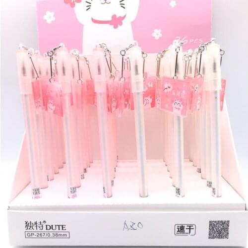 36pcs Stationery Student Pen Cherry blossom cat Gel Pen 0.38mm Full Needle Black Ink Pen School Supplies Office Supplies