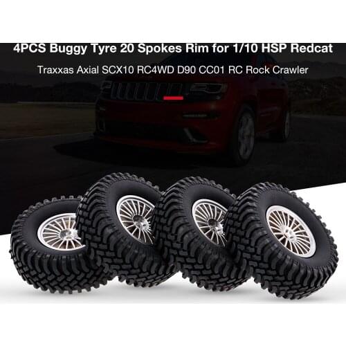 4PCS 1/10 RC Buggy Tyre 20 Spokes Rim for 1/10 HSP Redcat Traxxas Axial SCX10 RC4WD D90 CC01 RC Rock Crawler Parts Accessories