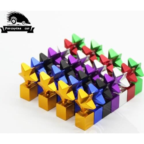 4 Pcs Pentagram Wheels Rims Stem Air Tires Truck Bicycle Car Cover Tire Valve Caps Dust Caps for BMW Mercedes Honda Mazda VW