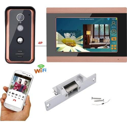 7 inch Wired Wifi Video Door Phone Doorbell Intercom Entry System with Electric Strike Lock