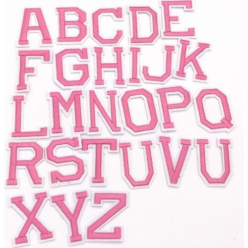 A-Z 1pcs Pink English Alphabet Letter Applique Iron On letters Patch For Clothing Badge Paste For Clothes Bag Shoes