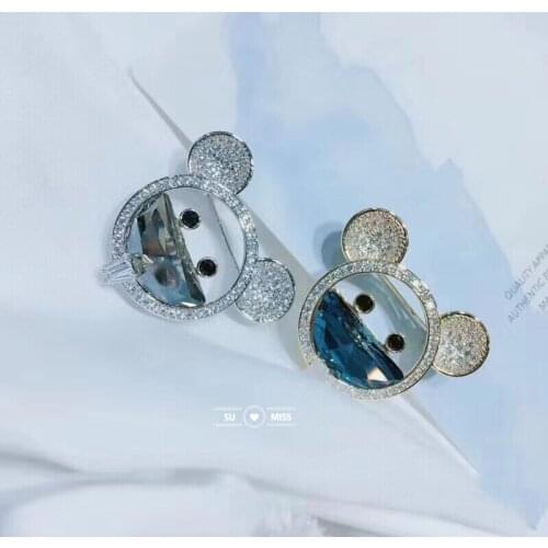 Free Shipping Crystal Bear Head Brooch Cute Animal Pins and Brooches for Women Dress Coat Badges Jewelry Hot