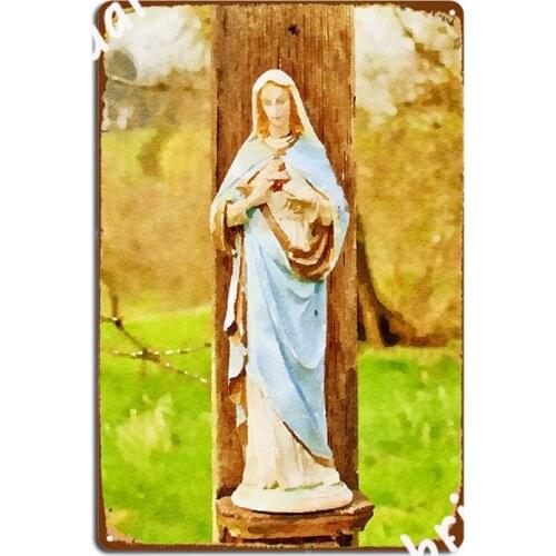 Virgin Mary In Nature Painting Like Metal Sign Printing Pub Wall Plaque Cinema Tin Sign Poster