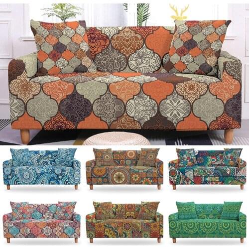 Bohemian Elastic Sofa Covers For Living Room Stretch Mandala Non-slip Couch Cover Sofa Slipcover Chair Protector 1/2/3/4 Seater